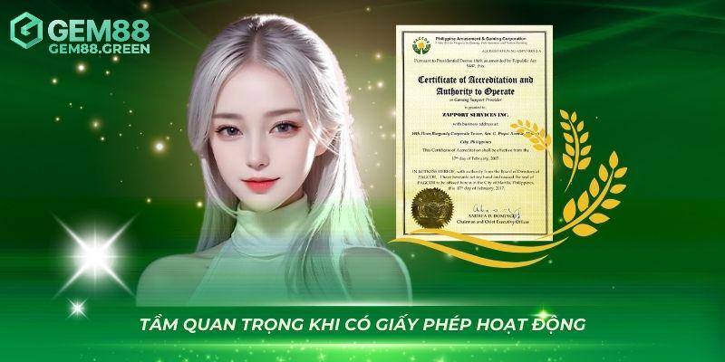 Vai trò của giấy phép hoạt động GEM88 Vai trò của giấy phép hoạt động GEM88